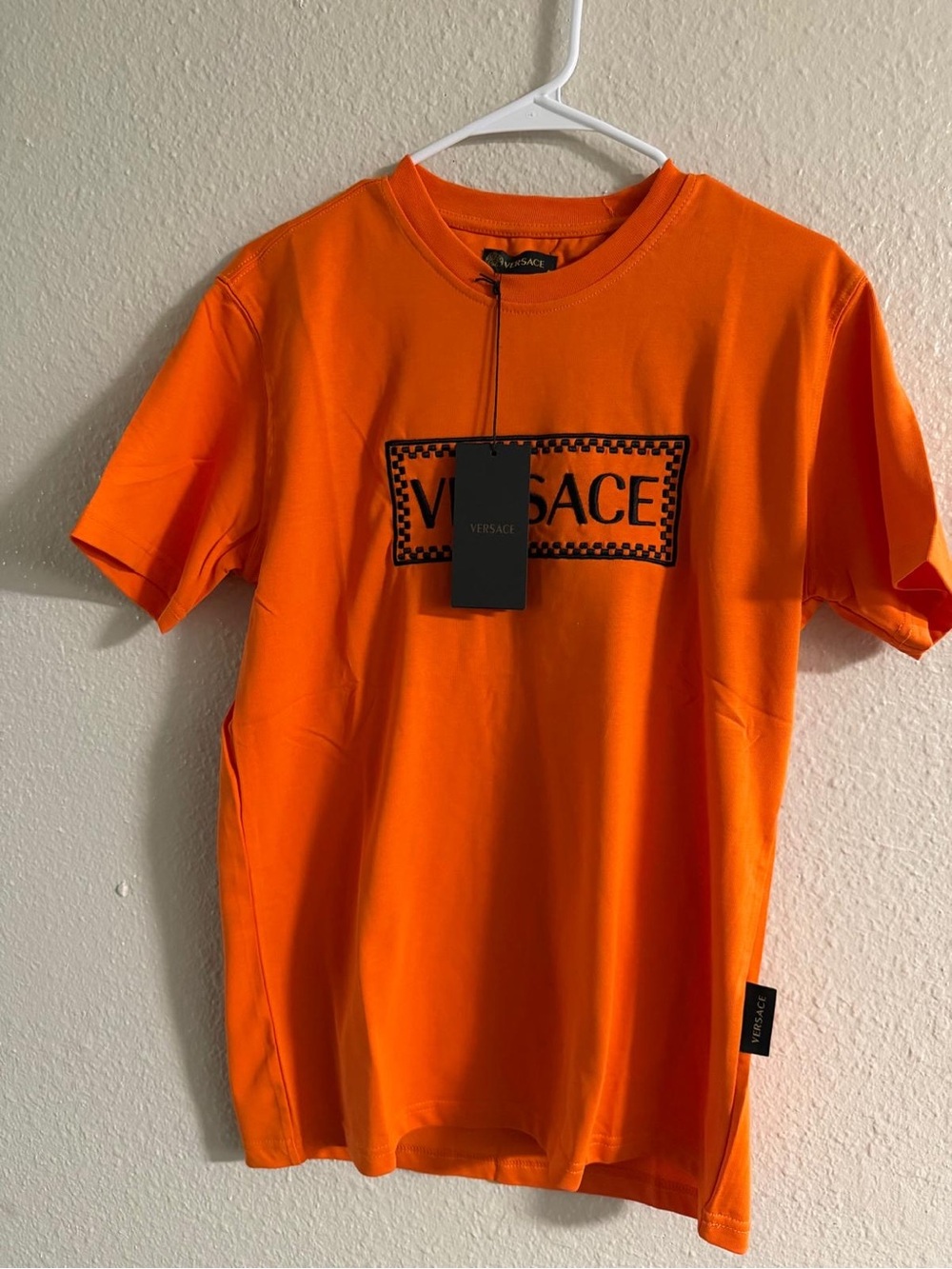 Versace Bright Orange Short-Sleeve Logo Tee